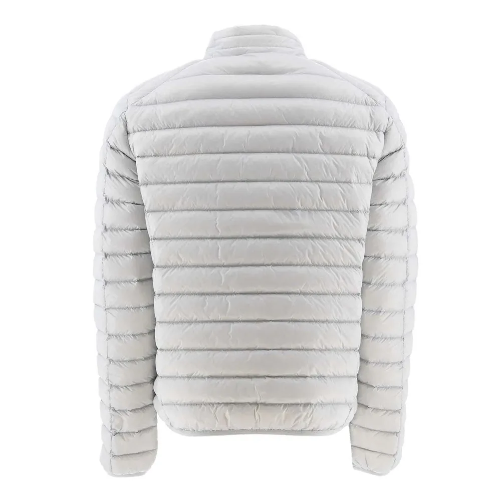 Men’s Puffer Jacket — Light Blue & Light Grey — Light Grey, back view