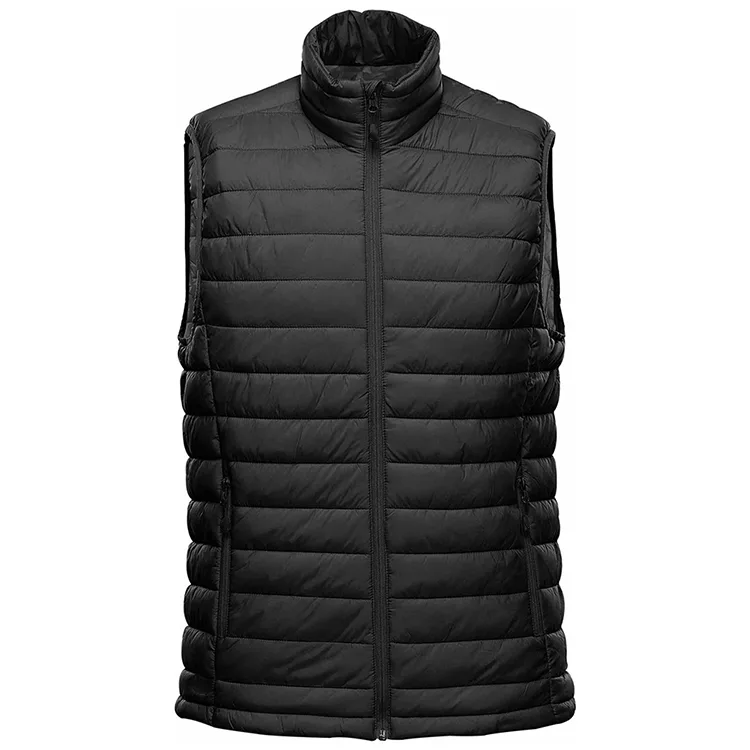 Men’s Puffer Vest — Black & Dark Navy — Black, front view