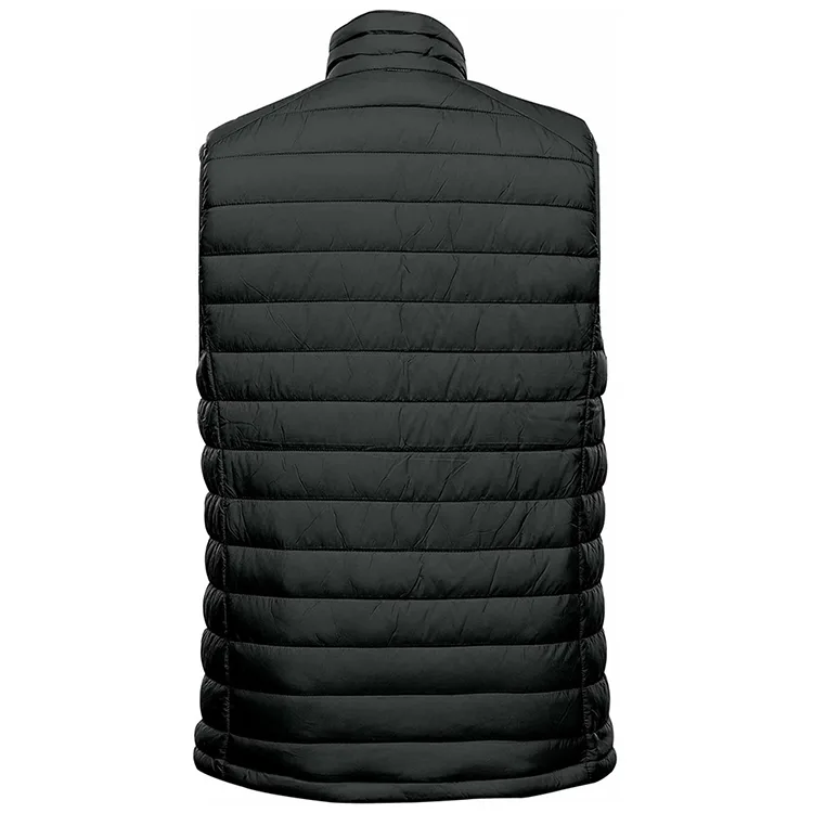 Men’s Puffer Vest — Black & Dark Navy — Black, back view