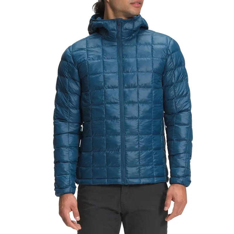 Men's Quilted Check Puffer Jacket — 1 Colourway — Blue, worn front view
