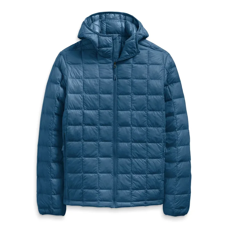 Men's Quilted Check Puffer Jacket — 1 Colourway — Blue, ghost front view, closed