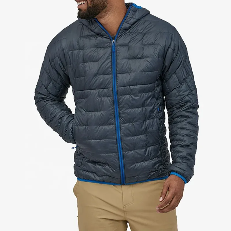 Men's Lightweight Quilted Down Jacket — 4 Colourways — Navy, worn front view