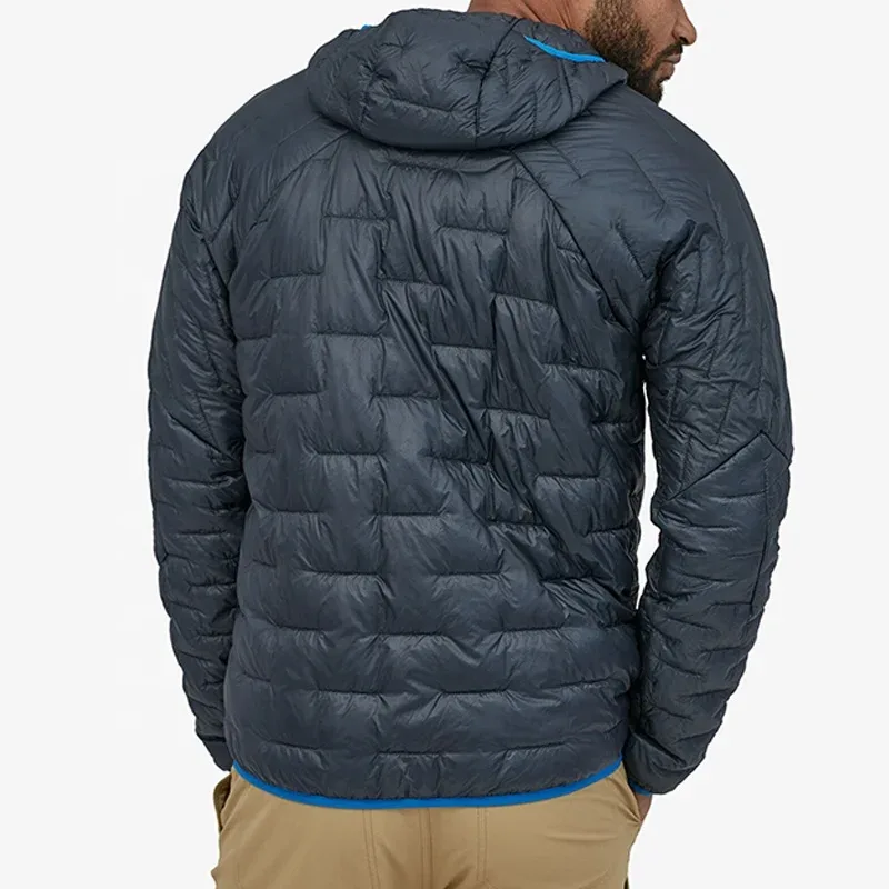 Men's Lightweight Quilted Down Jacket — 4 Colourways — Navy, worn back view