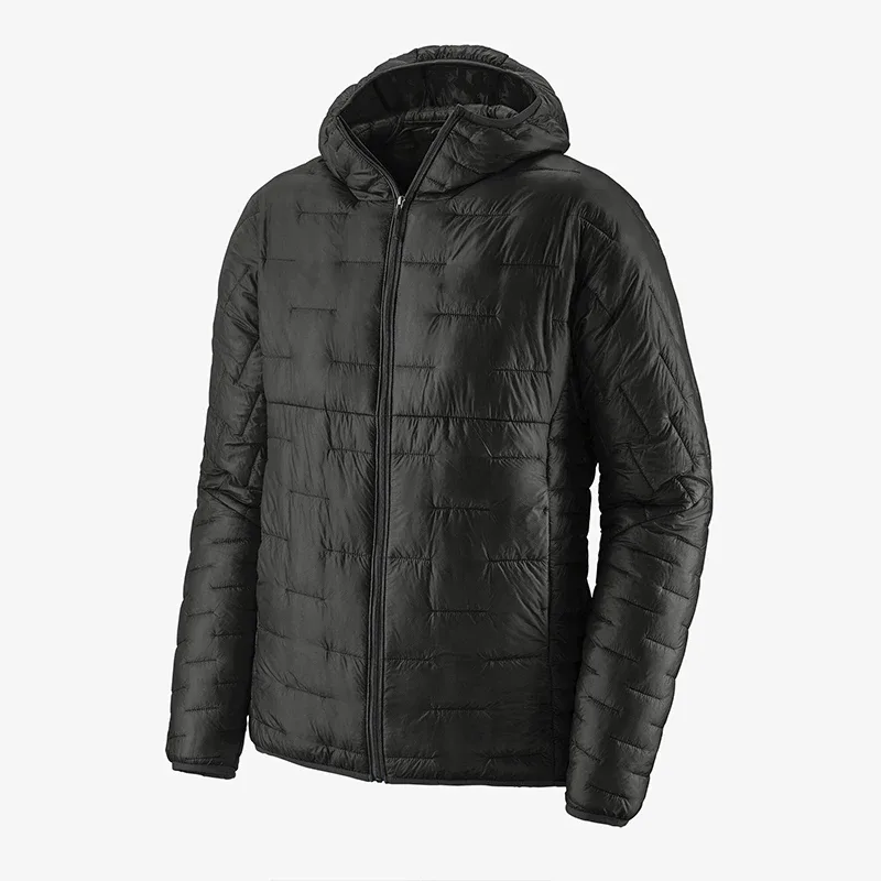 Men's Lightweight Quilted Down Jacket — 4 Colourways — Black, front view