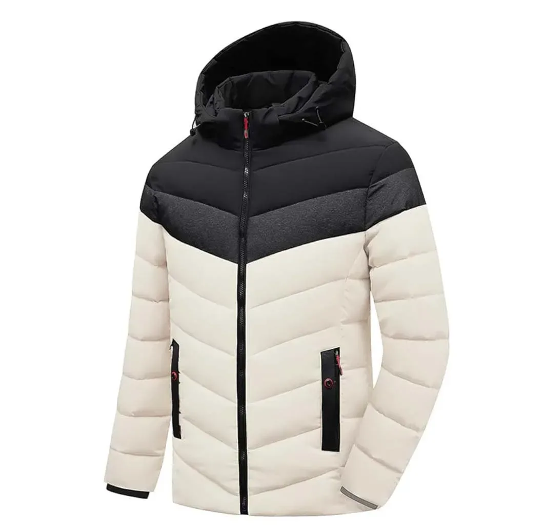 Men’s Quilted Jacket — 4 Colourways — Cream & Black, front view