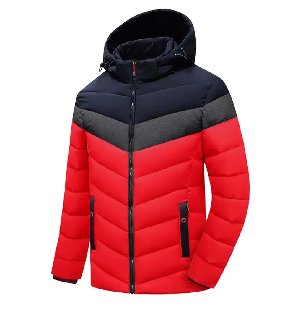 Men’s Quilted Jacket — 4 Colourways — Red & Navy, front view
