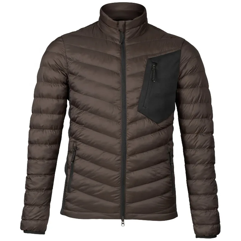 Men’s Quilted Jacket — Olive & Dark Brown — Dark Brown, front view