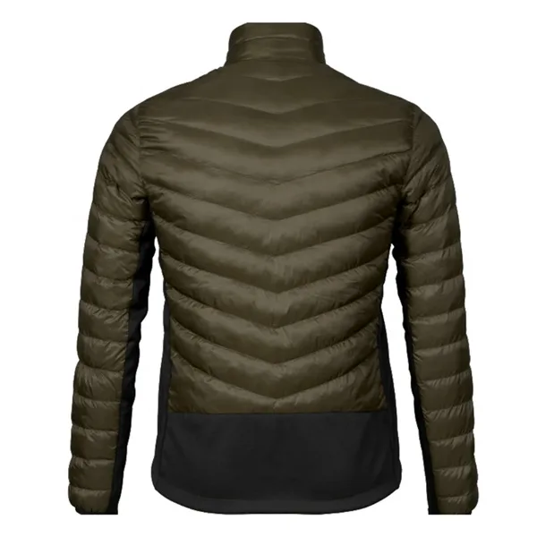 Men’s Quilted Jacket — Olive & Dark Brown — Olive, back view