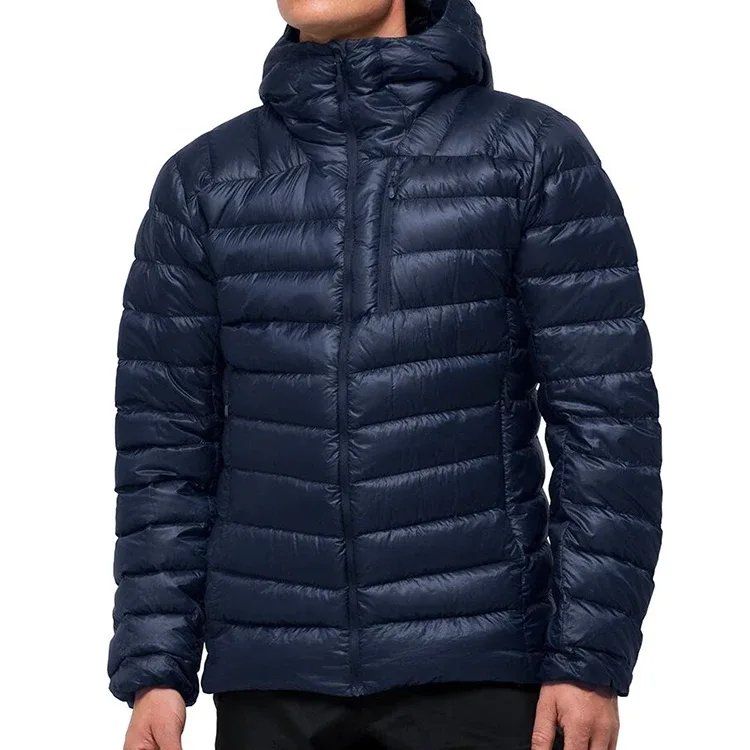 Men's Quilted Puffer Jacket — 2 Colourways — Navy, worn front view