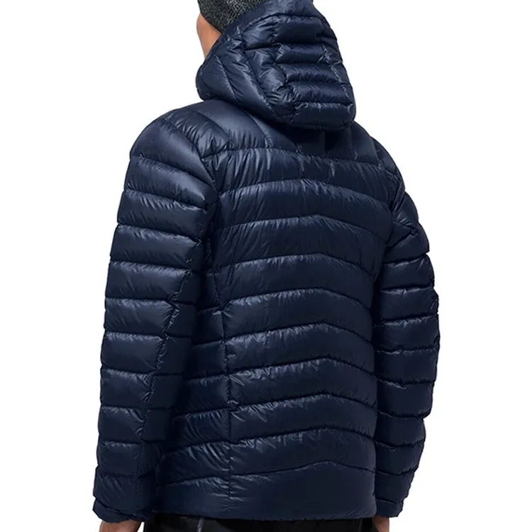 Men's Quilted Puffer Jacket — 2 Colourways — Navy, worn back view