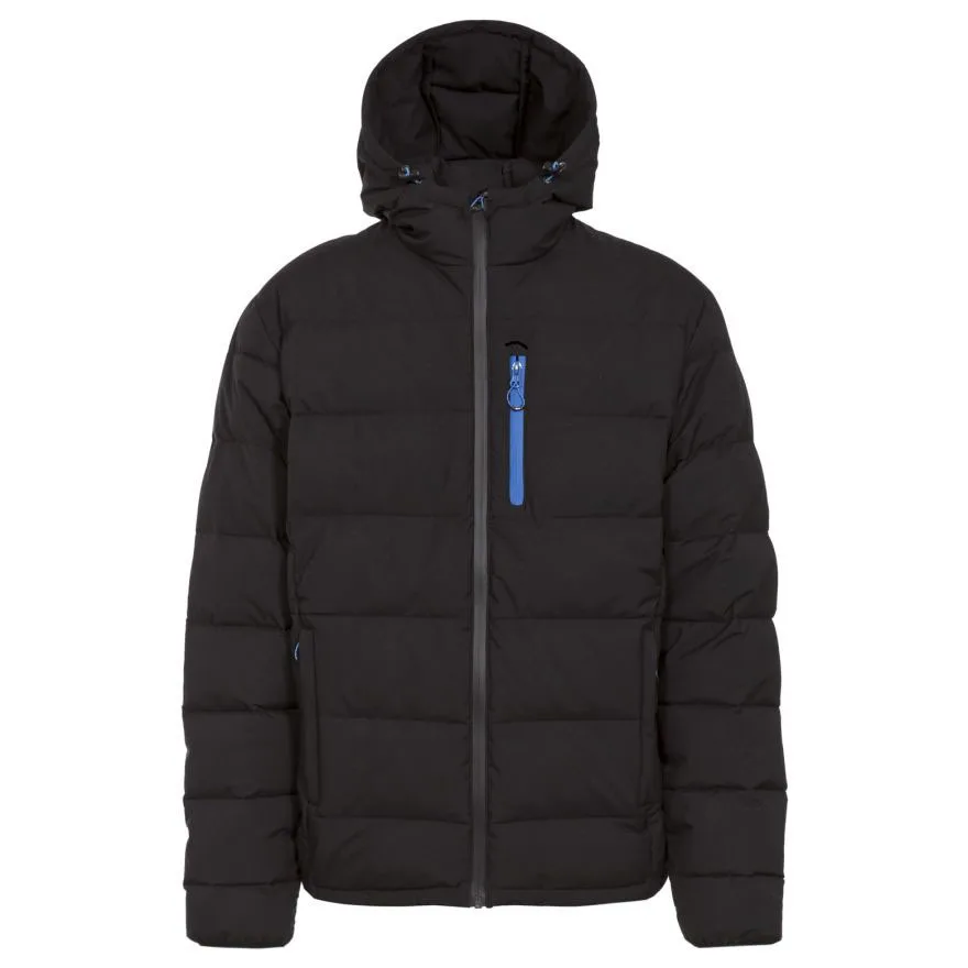 Men’s Quilted Puffer Jacket — Black & Navy — Black, front view