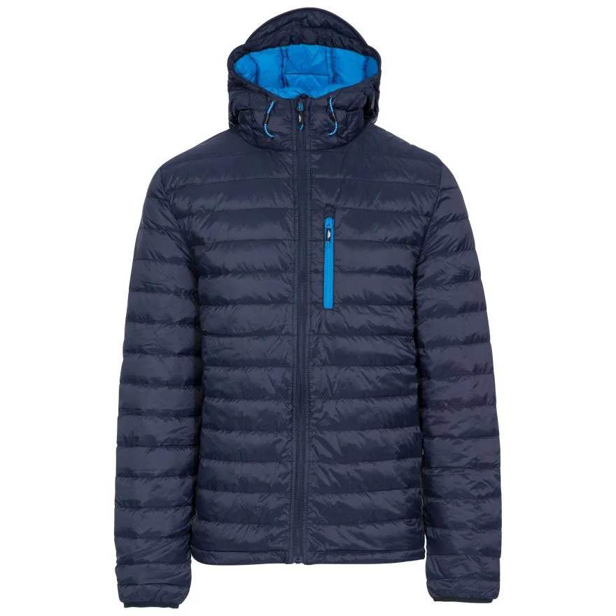 Men’s Quilted Puffer Jacket — Black & Navy — Navy, front view