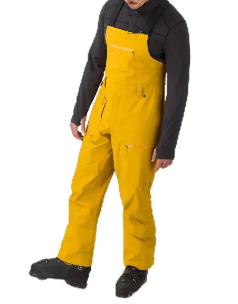 Men's Ripstop Ski Bib Pants — 3 Colourways — Yellow, worn front view