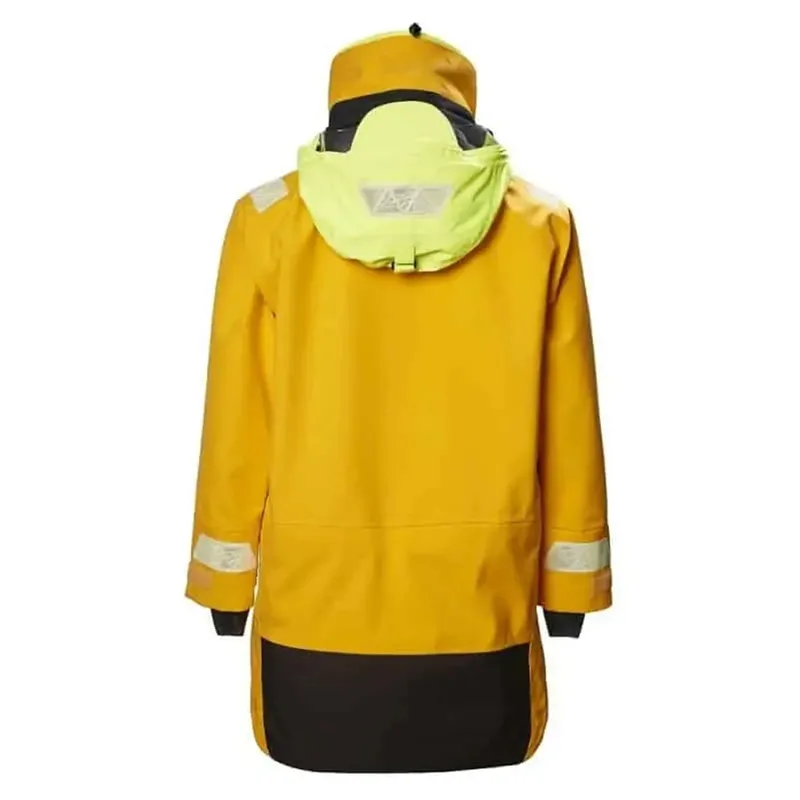 Men's Sailing Shell Jacket — 1 Colourway — Yellow, back view with hi-vis hood