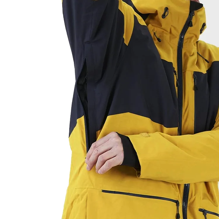 Men's Shell Jacket — Yellow / Black — Yellow / Black — underarm vent, worn view