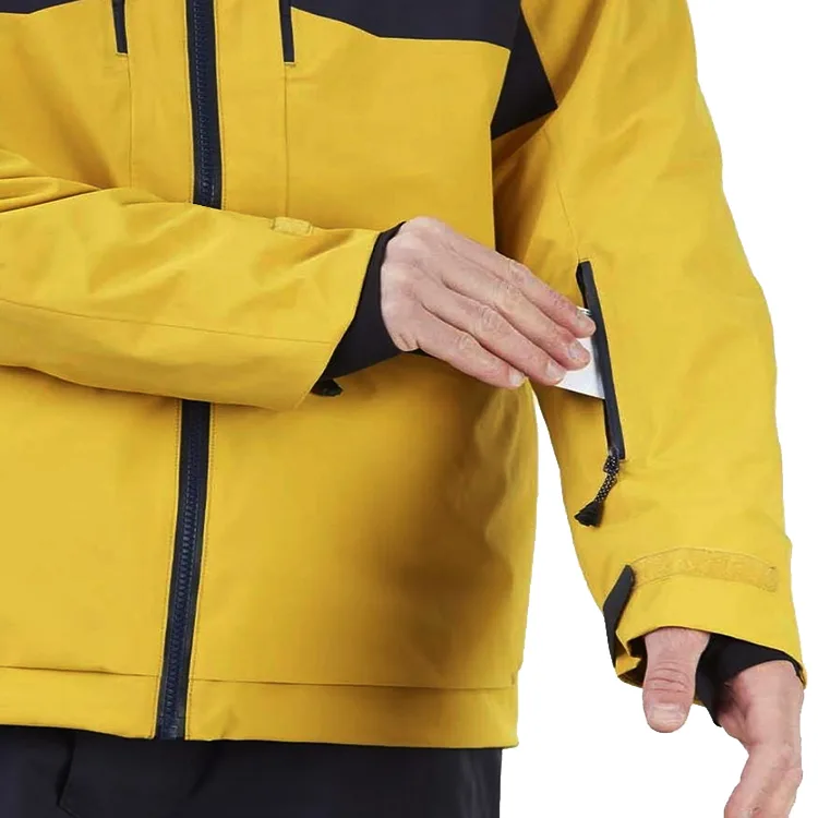 Men's Shell Jacket — Yellow / Black — Yellow / Black — sleeve pass pocket, worn view