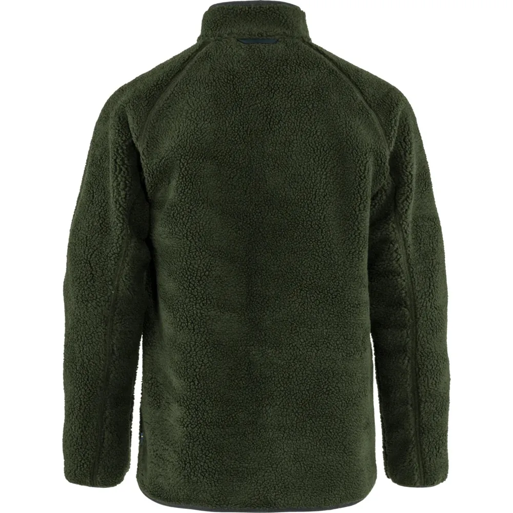 Men’s Sherpa Fleece Jacket — Army Green & Navy — Army Green, back view