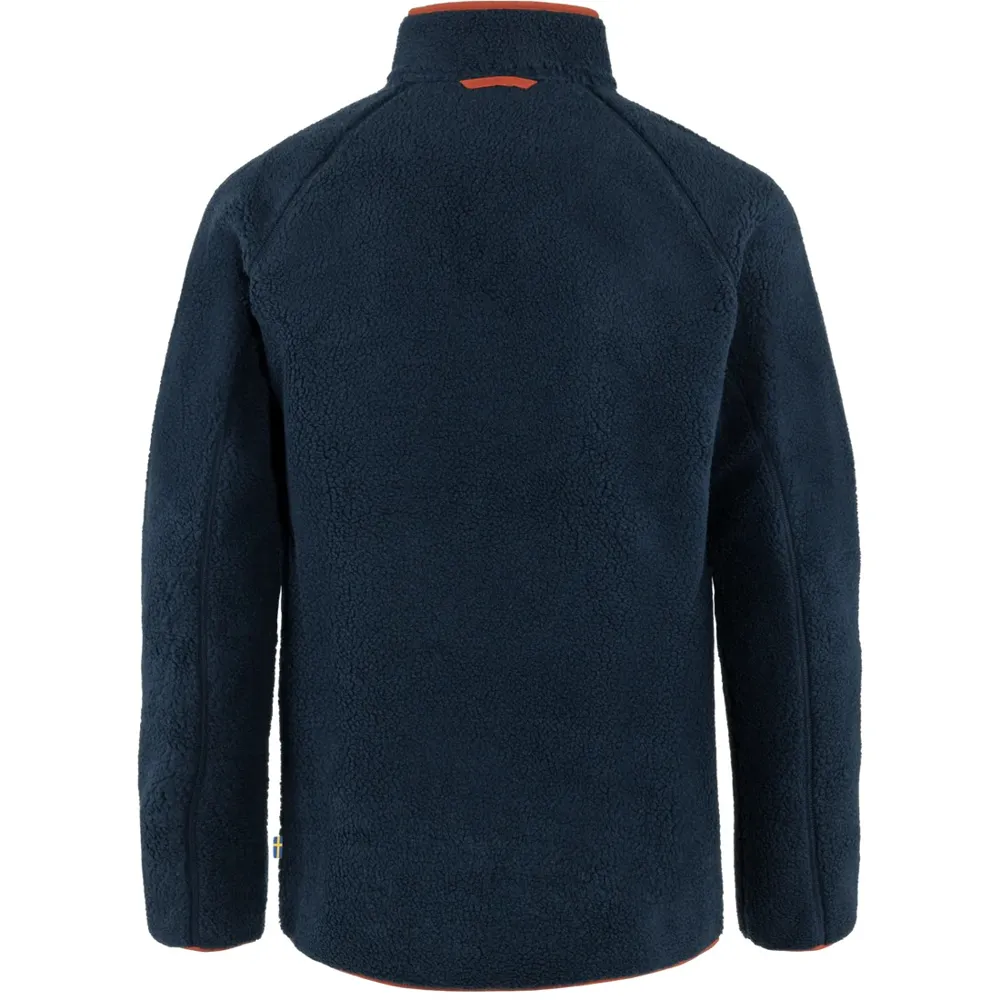 Men’s Sherpa Fleece Jacket — Army Green & Navy — Navy, back view