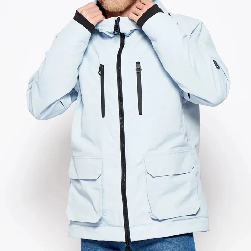 Men's Ski Jacket & Bib Set — Ice Blue — 1 Colourway — Ice Blue, jacket front close-up