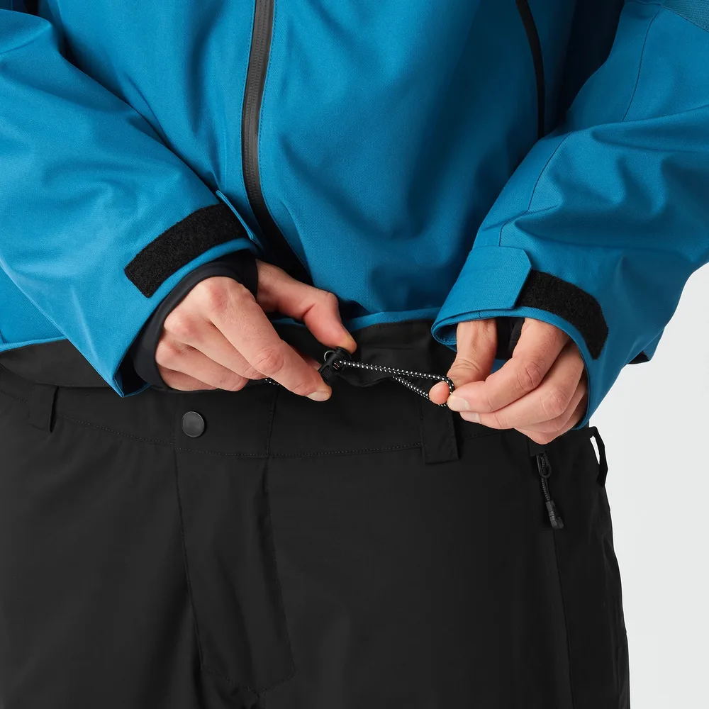 Men's Ski Jacket — Blue — Blue, snow skirt attachment detail