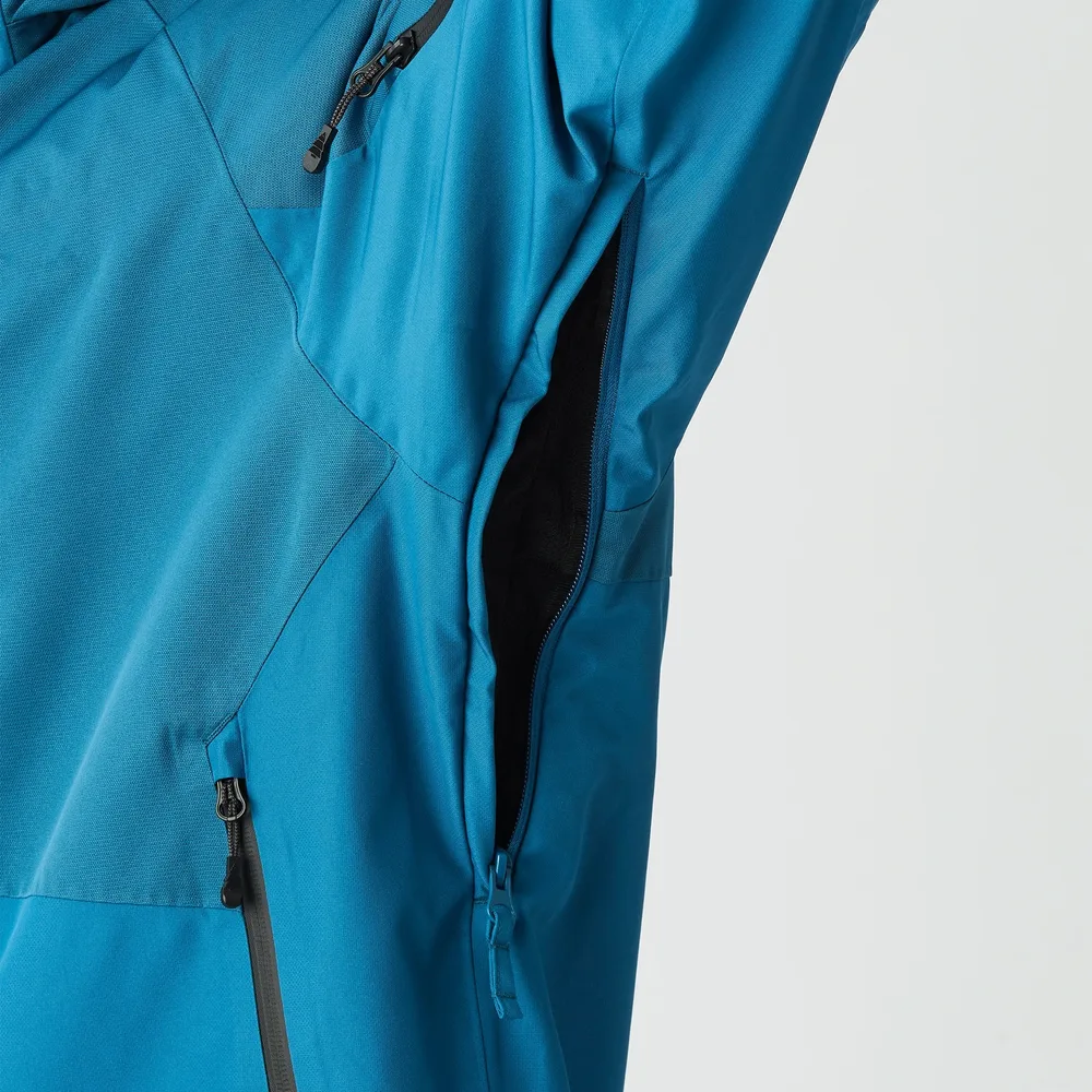 Men's Ski Jacket — Blue — Blue, underarm vent detail