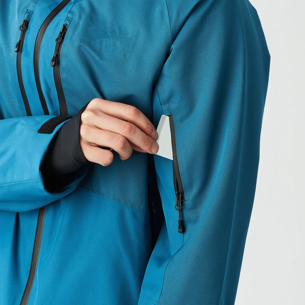 Men's Ski Jacket — Blue — Blue, sleeve pass pocket detail