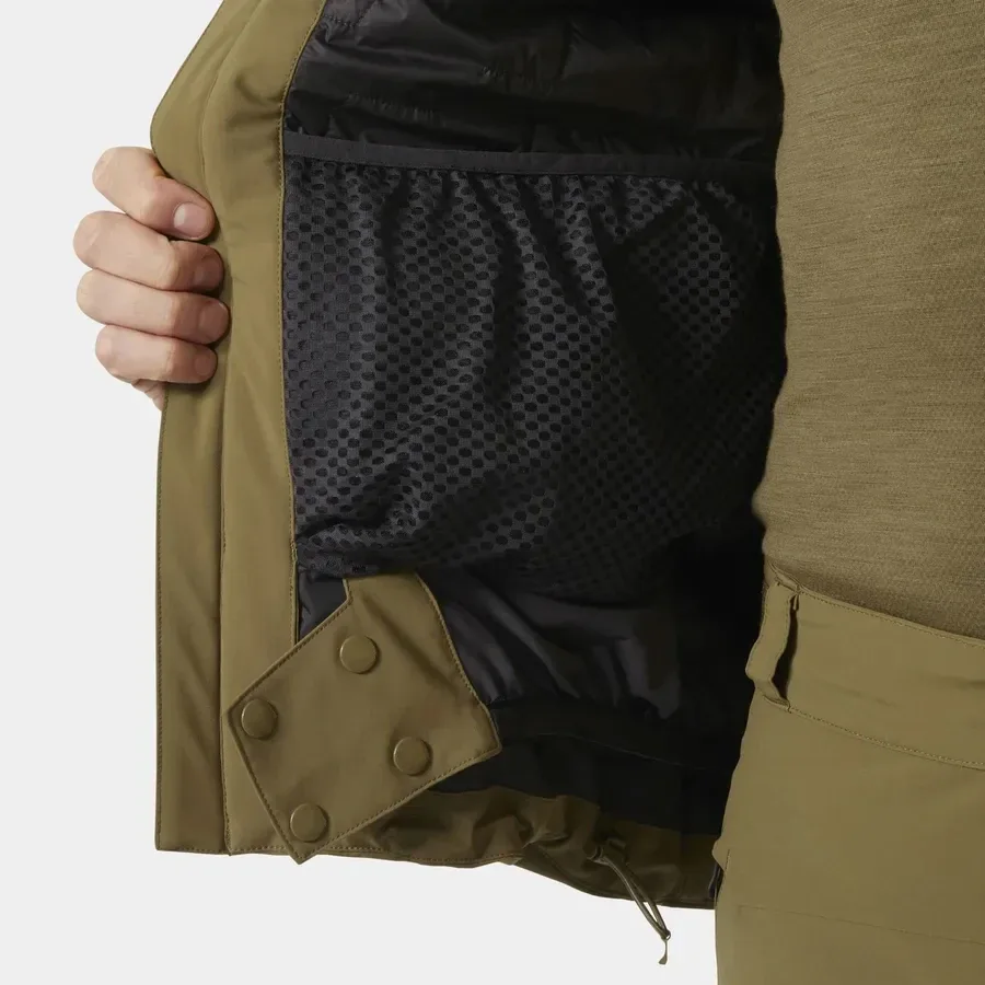 Men's Ski Jacket — Brown — Brown, mesh inner pocket detail
