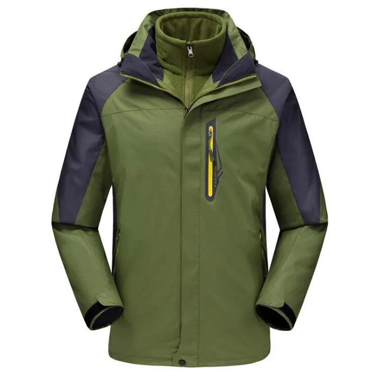Men’s Ski Jacket — Green & Black — Green & Black, front view