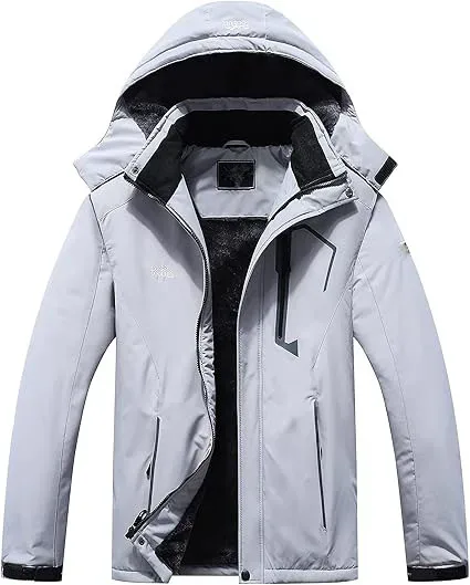 Men's Ski Jacket — Light Grey — Light Grey, front view, open