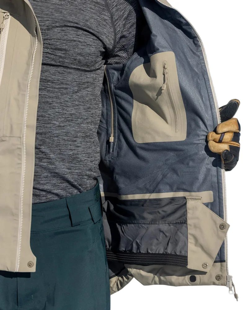 Men's Ski Jacket — 5 Colourways — Light Khaki, inner pocket detail