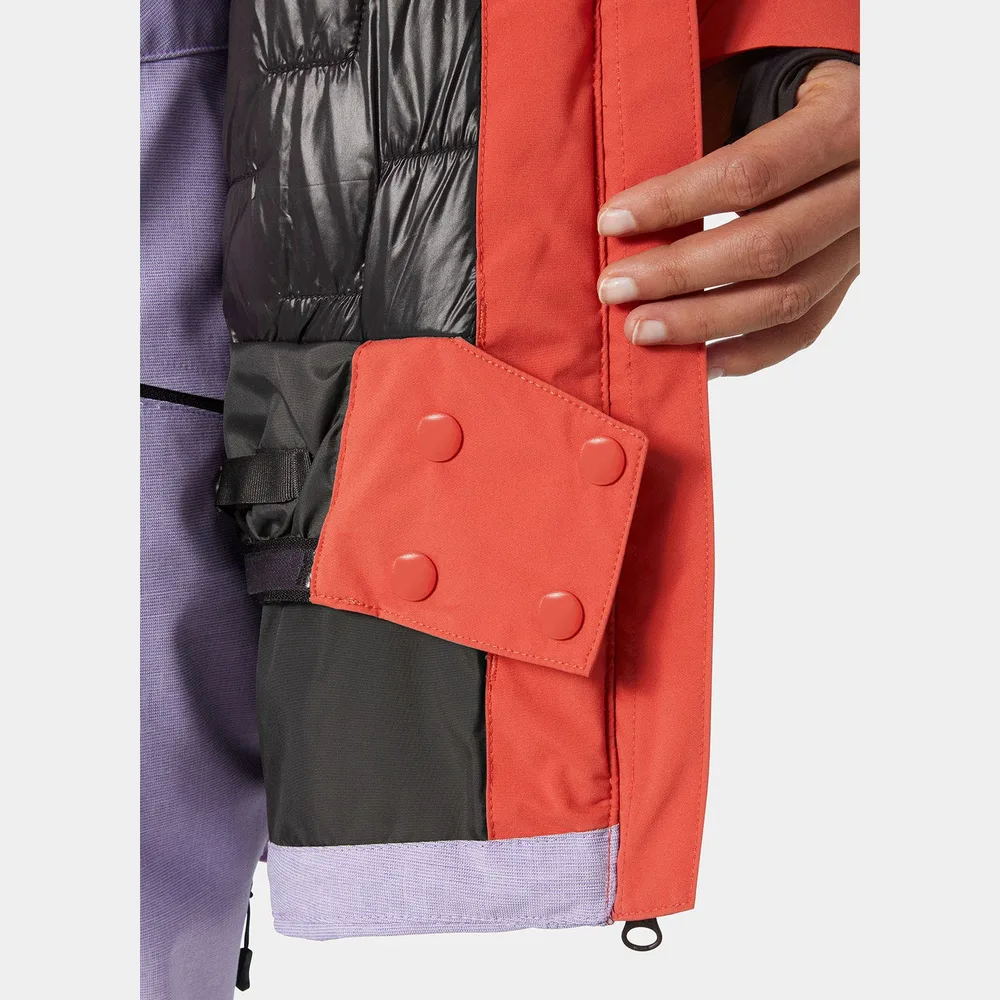 Men's Ski Jacket — Red — Red, storm placket and snow skirt detail