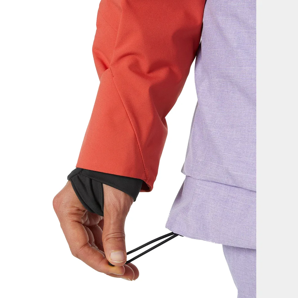 Men's Ski Jacket — Red — Red, wrist gaiter and hem drawcord detail