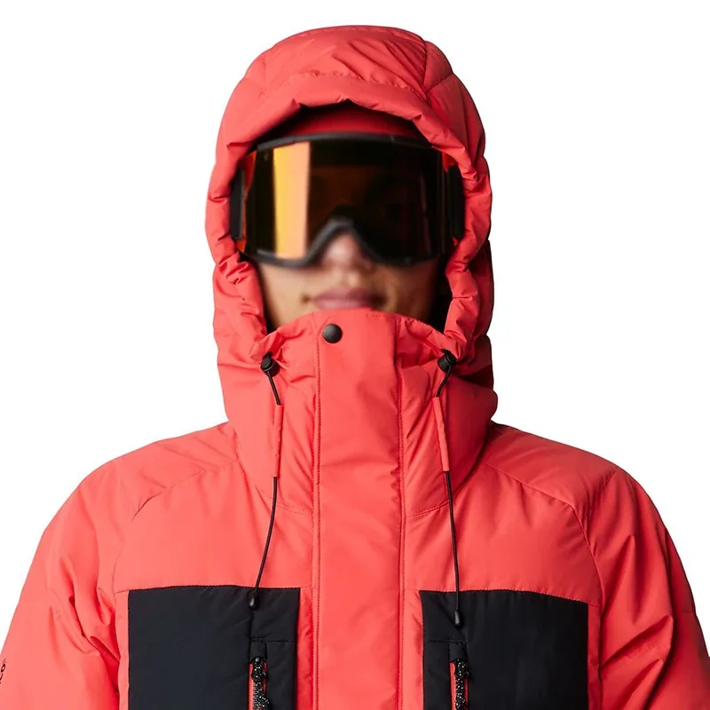 Men's Ski Jacket — Red & Black — Red & Black, front view, hood up