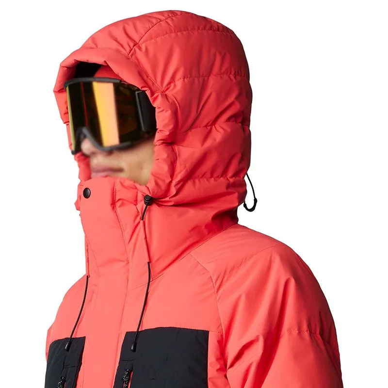Men's Ski Jacket — Red & Black — Red & Black, side view, hood up