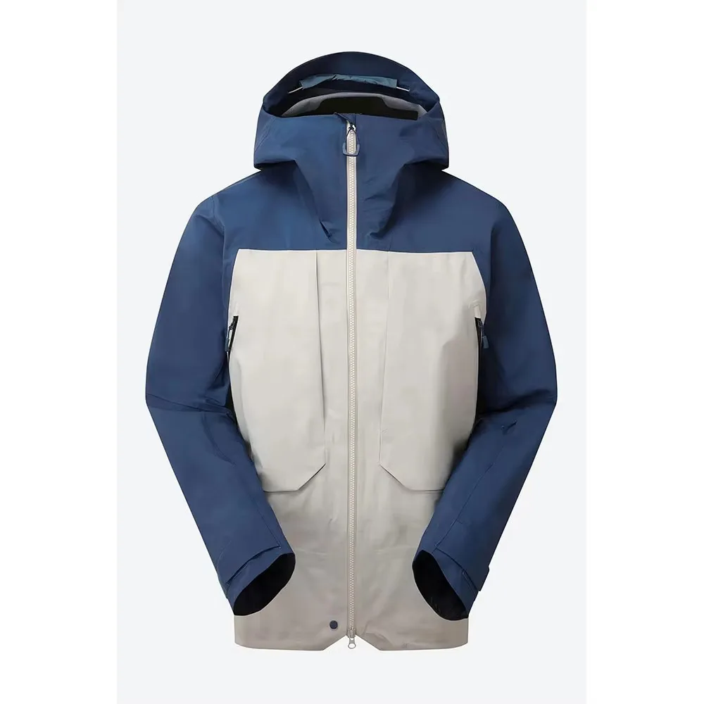 Men's Ski Jacket — Sky Blue & Olive — Sky Blue / White, front view