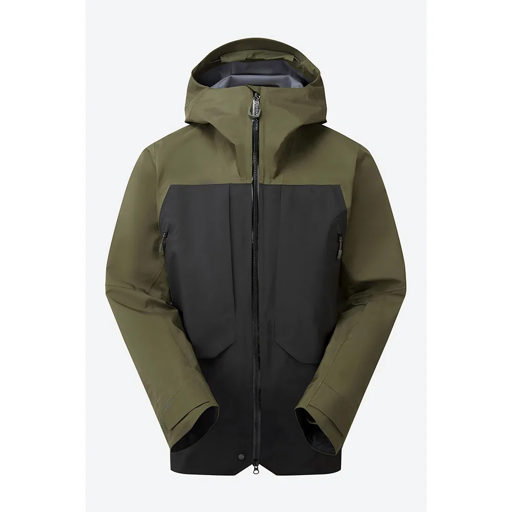 Men's Ski Jacket — Sky Blue & Olive — Olive Green / Black, front view