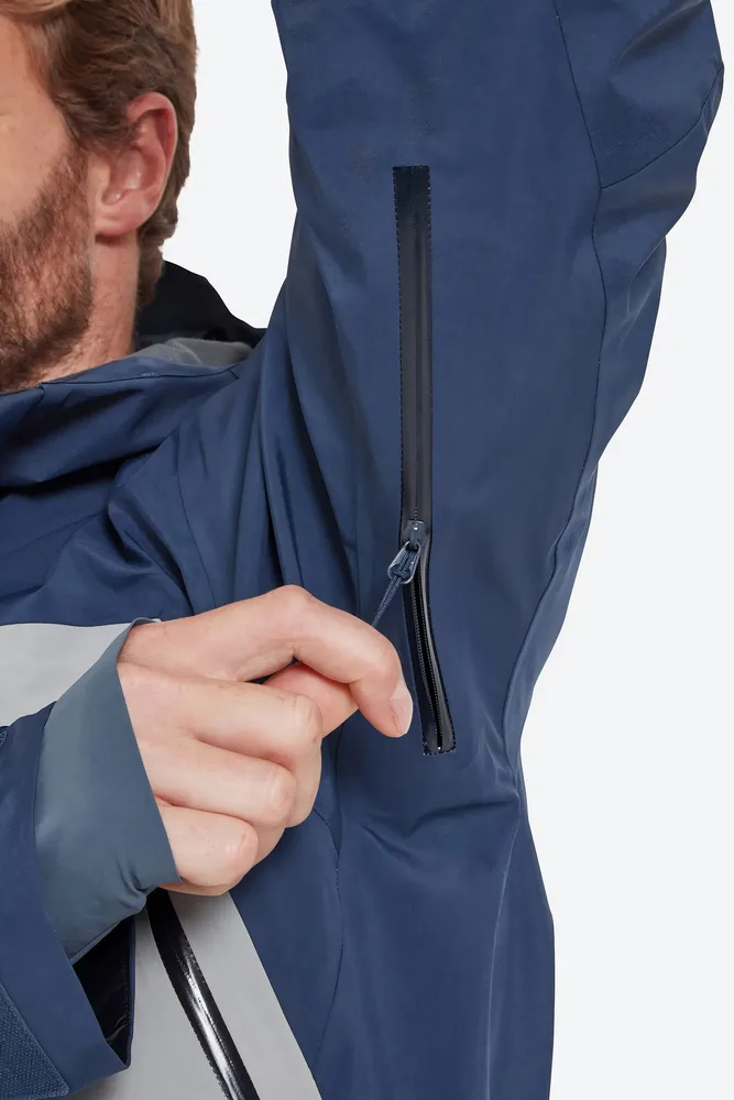 Men's Ski Jacket — Sky Blue & Olive — pit zip detail