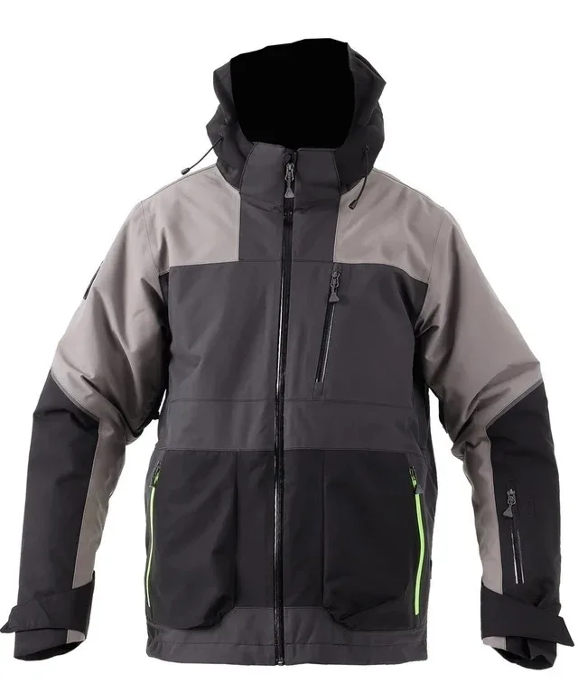 Men's Ski Jacket with Snow Skirt — 4 Colourways — Grey & Black, front view