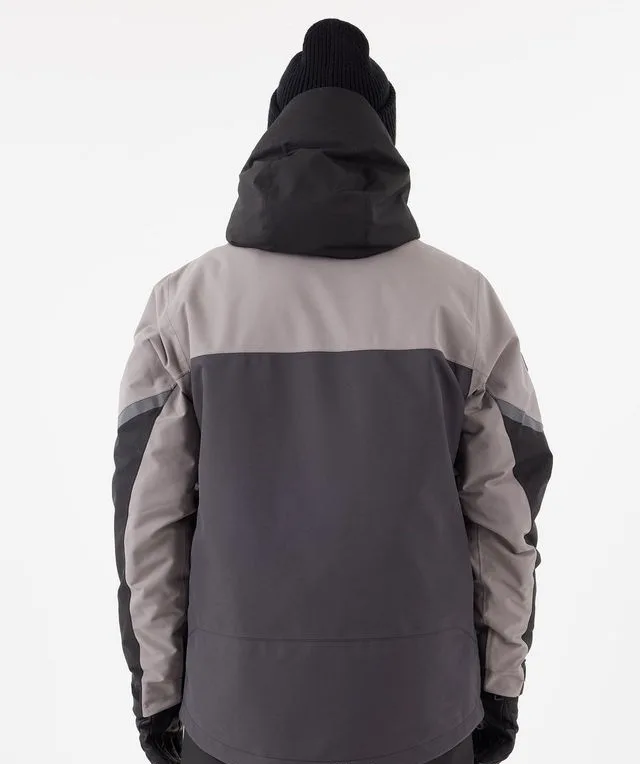 Men's Ski Jacket with Snow Skirt — 4 Colourways — Grey & Black, back view