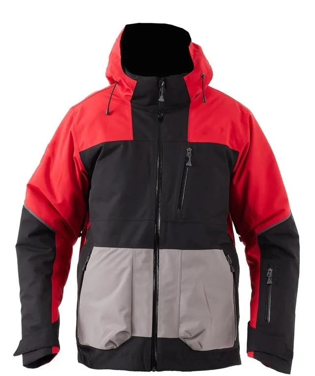 Men's Ski Jacket with Snow Skirt — 4 Colourways — Red & Grey, front view