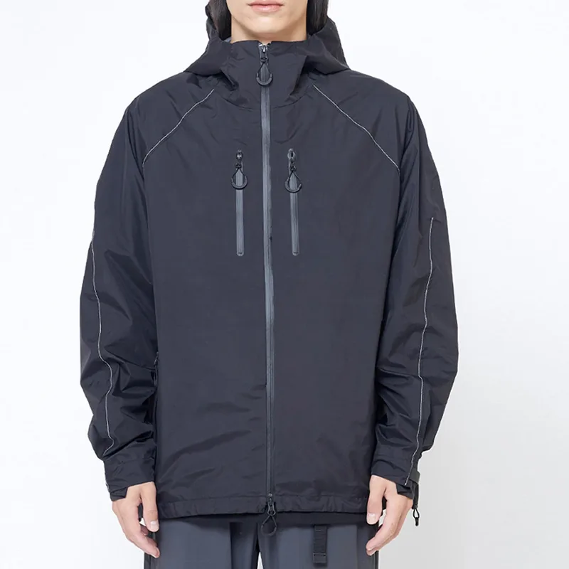 Men's Technical Snow Jacket — Black, worn front view