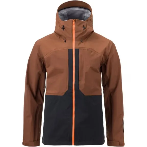 Men’s Snowboard Hardshell Jacket — Brown & Black — Brown & Black, front view
