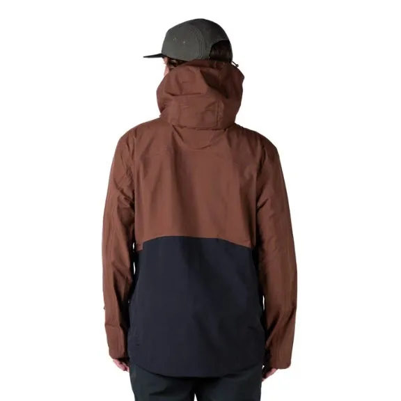 Men’s Snowboard Hardshell Jacket — Brown & Black — Brown & Black, worn back view