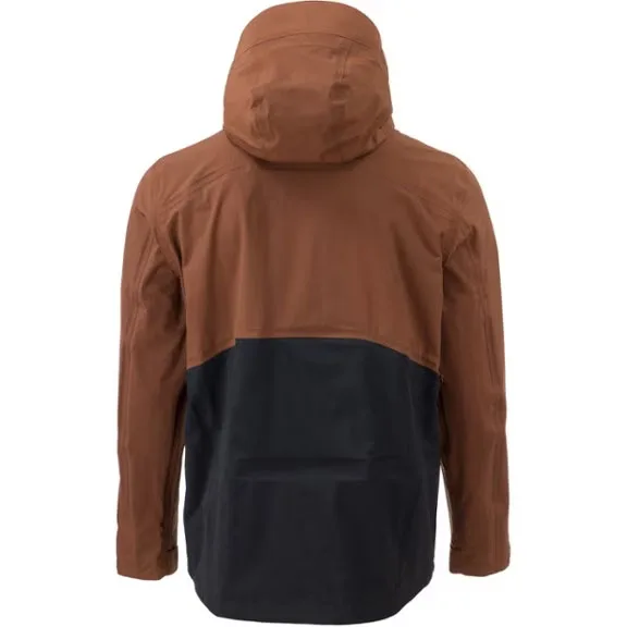 Men’s Snowboard Hardshell Jacket — Brown & Black — Brown & Black, back view