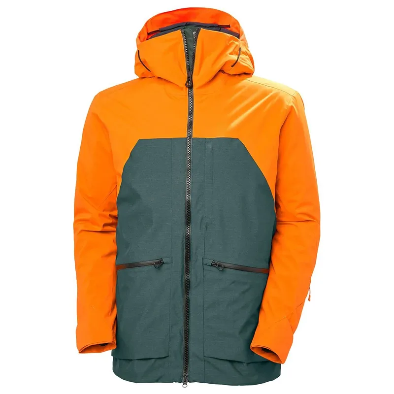 Men's Colour-Block Snowboard Jacket — 3 Colourways — Orange, front view