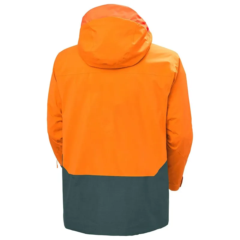Men's Colour-Block Snowboard Jacket — 3 Colourways — Orange, back view