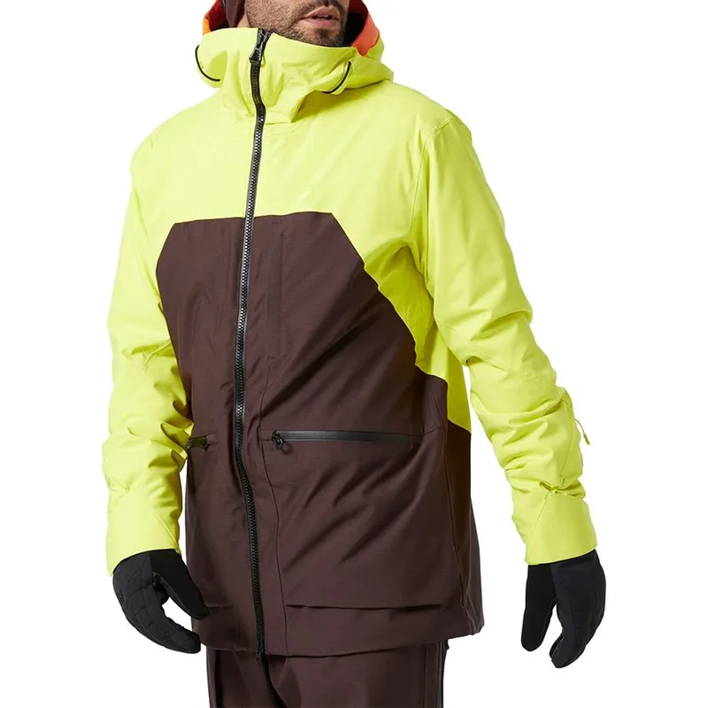Men's Colour-Block Snowboard Jacket — 3 Colourways — Green, worn view