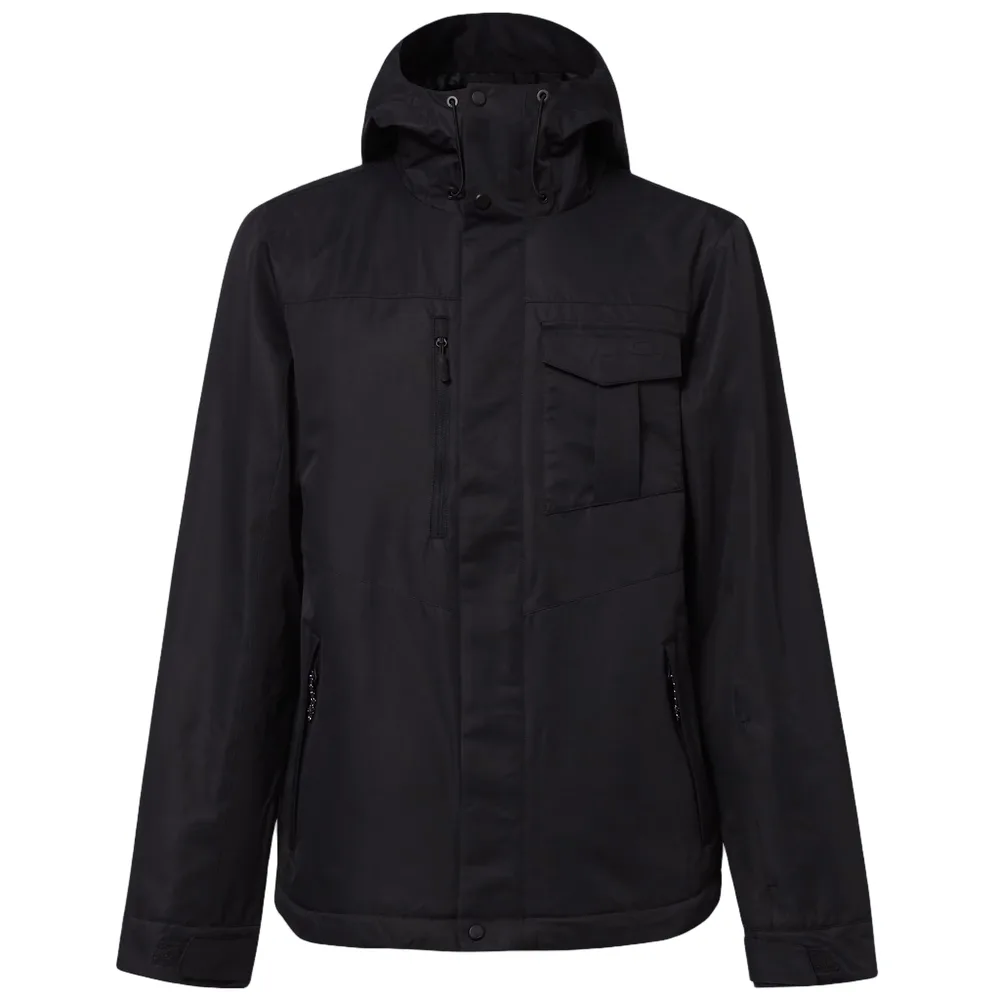 Men's Snowboard Jacket — Black & Olive — Black, front view