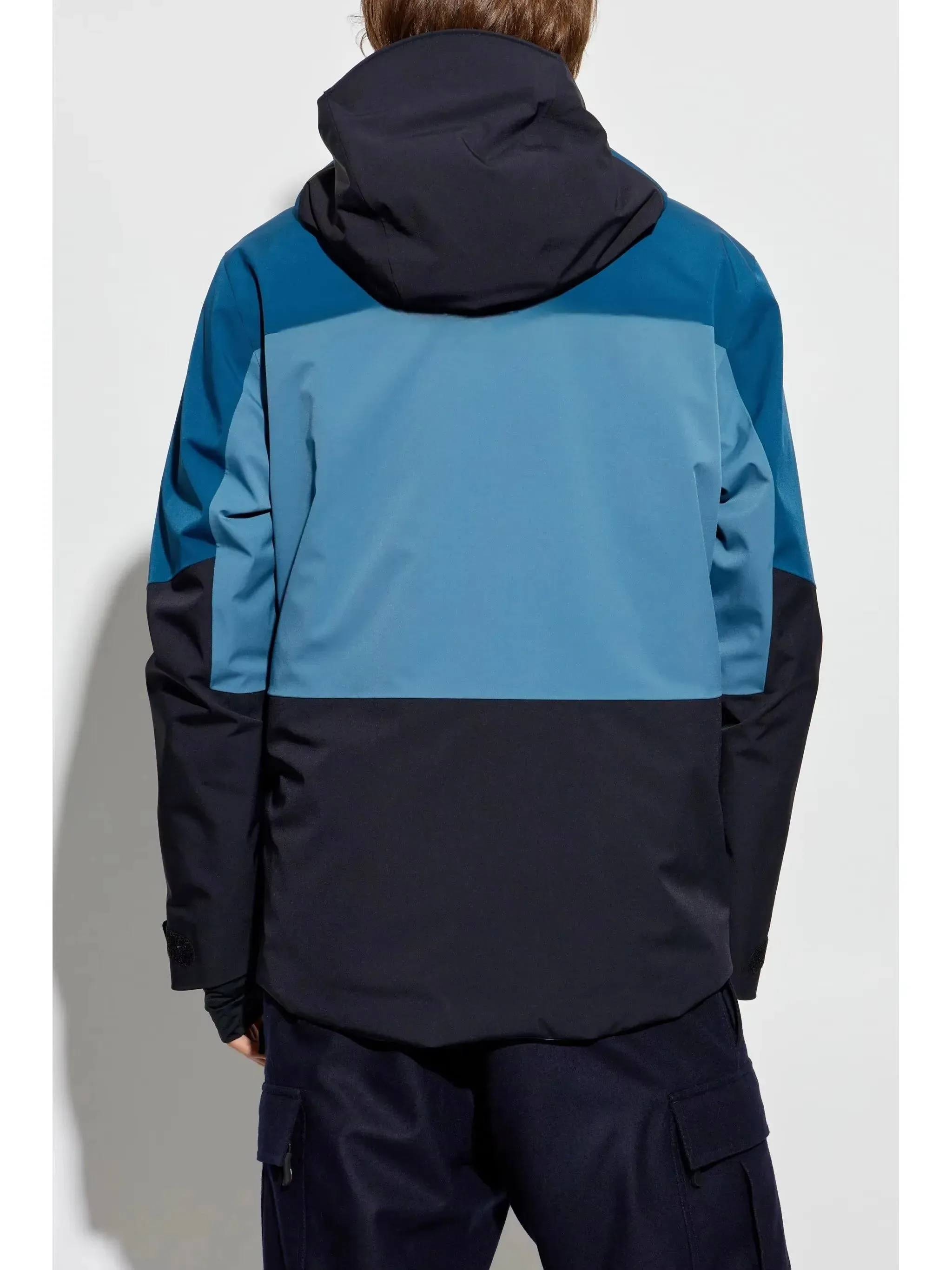 Men's Snowboard Jacket — Blue & Black — Blue & Black, back view