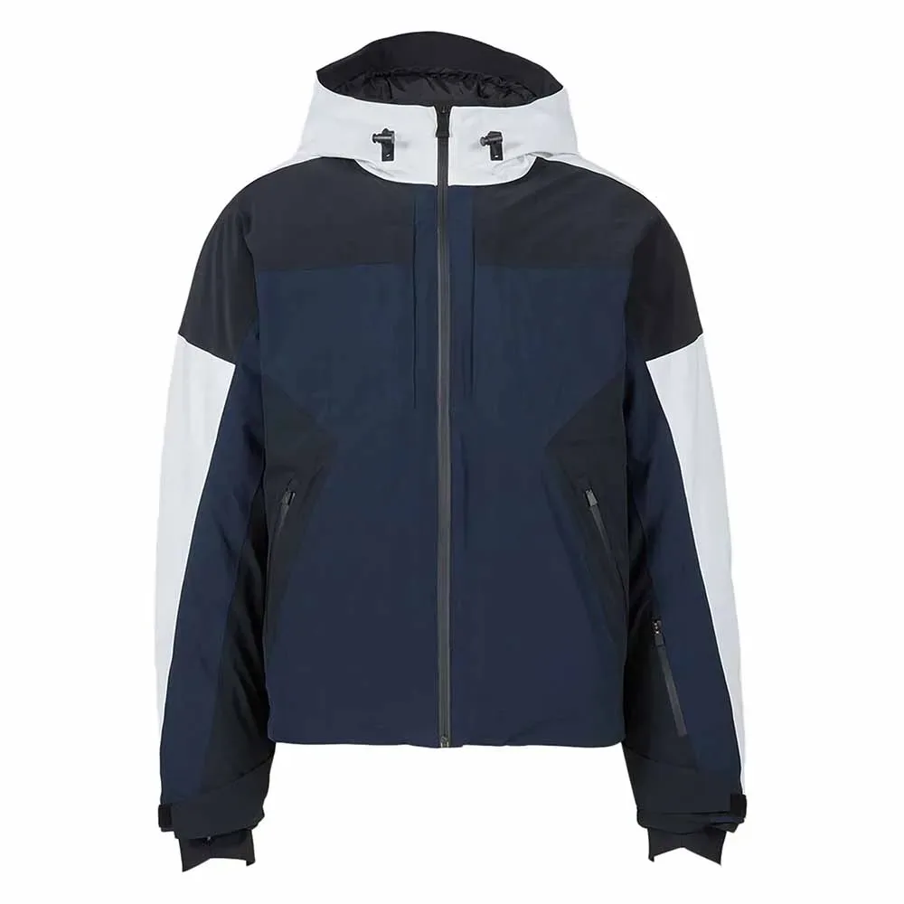 Men's Snowboard Jacket — Colour Block — Navy / White / Black, front view